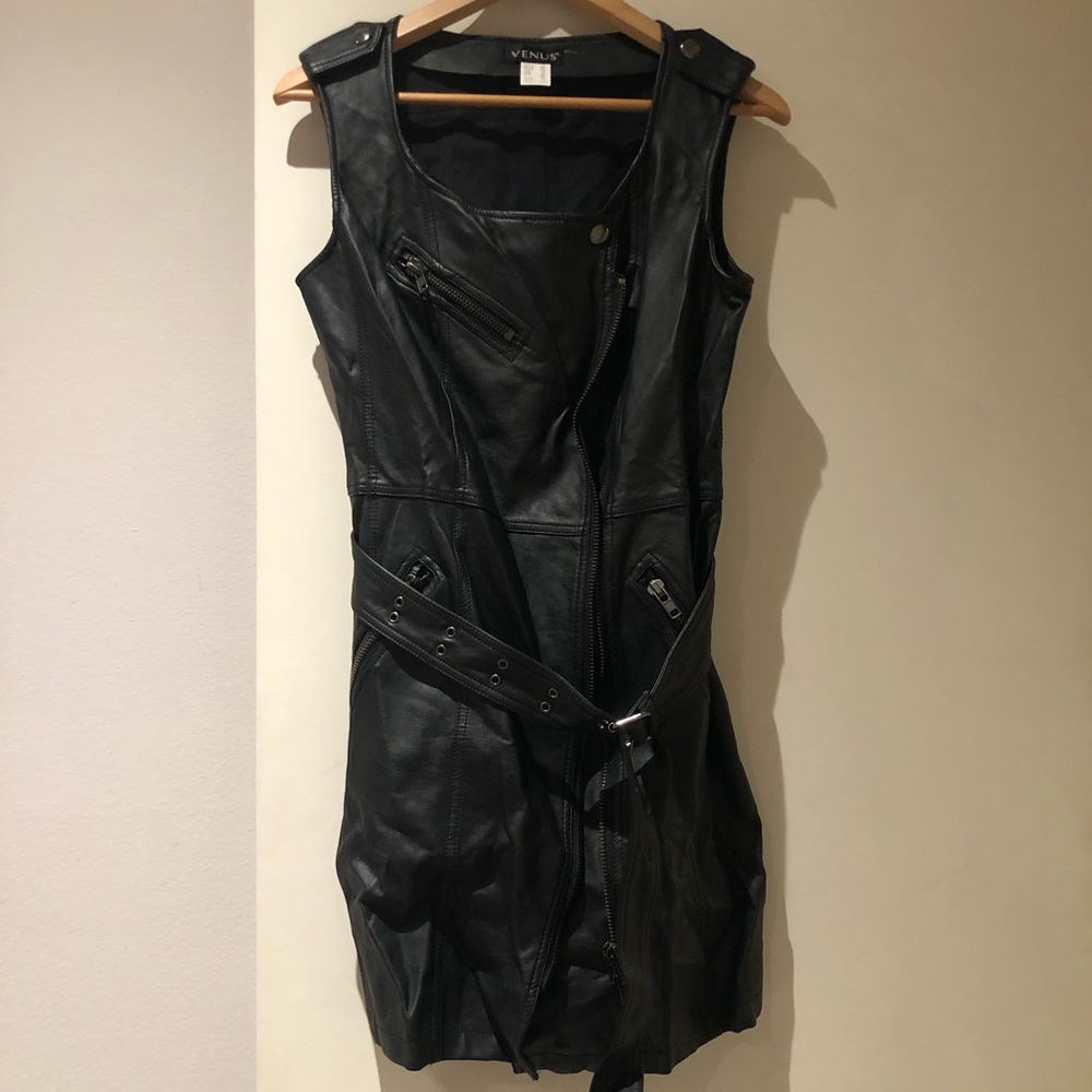 Pre loved- Venus sz 12 black leather outer coat